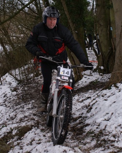 Andy gee is the picture of concentration as he  traverses section six's camber